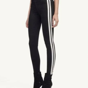 rag & bone Mito Black Skinny High Rise White Stripe‎ Jeans
